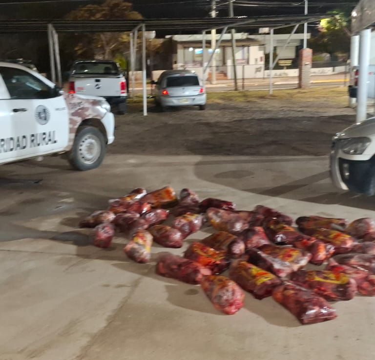 Madrugada agitada en 25 de Mayo: decomisan casi 400 kilos de carne equina y arrestan a un hombre por atacar a policías