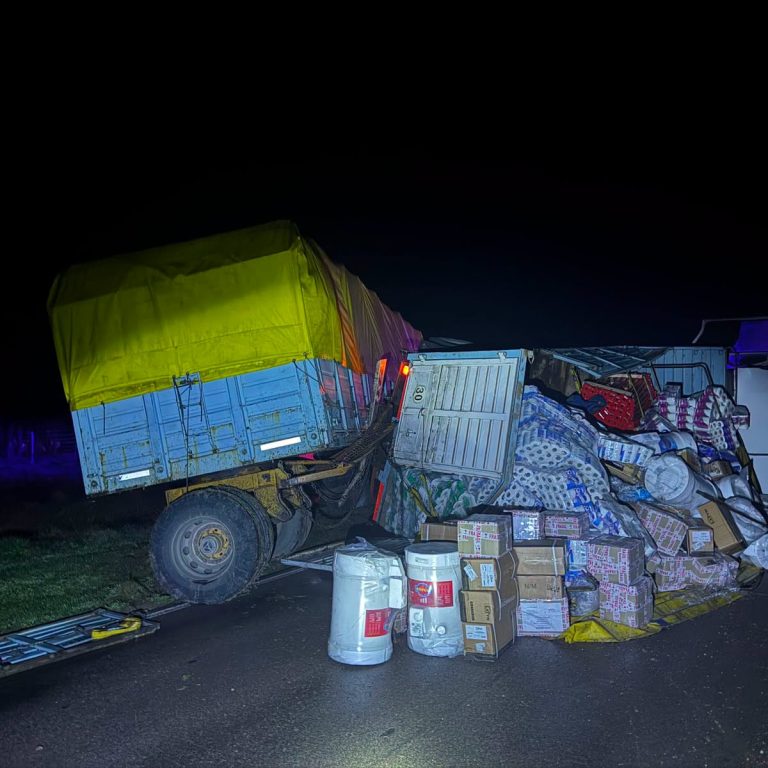 Camión cargado con electrodomésticos volcó en la Ruta Provincial 1 cerca de Lonquimay