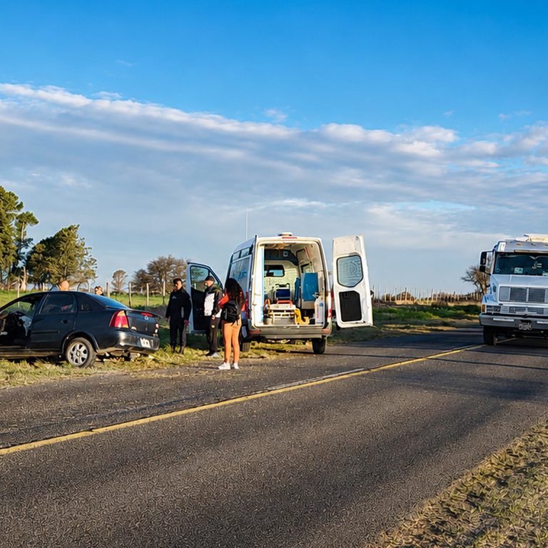 Choque frontal en la Ruta 35: el Peugeot era ocupado por vecinos de Castex y todos están fuera de peligro