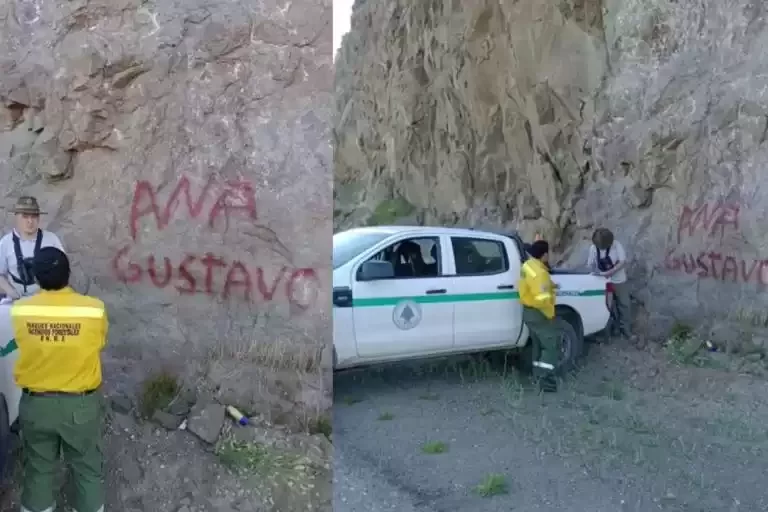 El camionero pampeano que vandalizó el Valle Encantado deberá reparar su grafiti y otras once pintadas